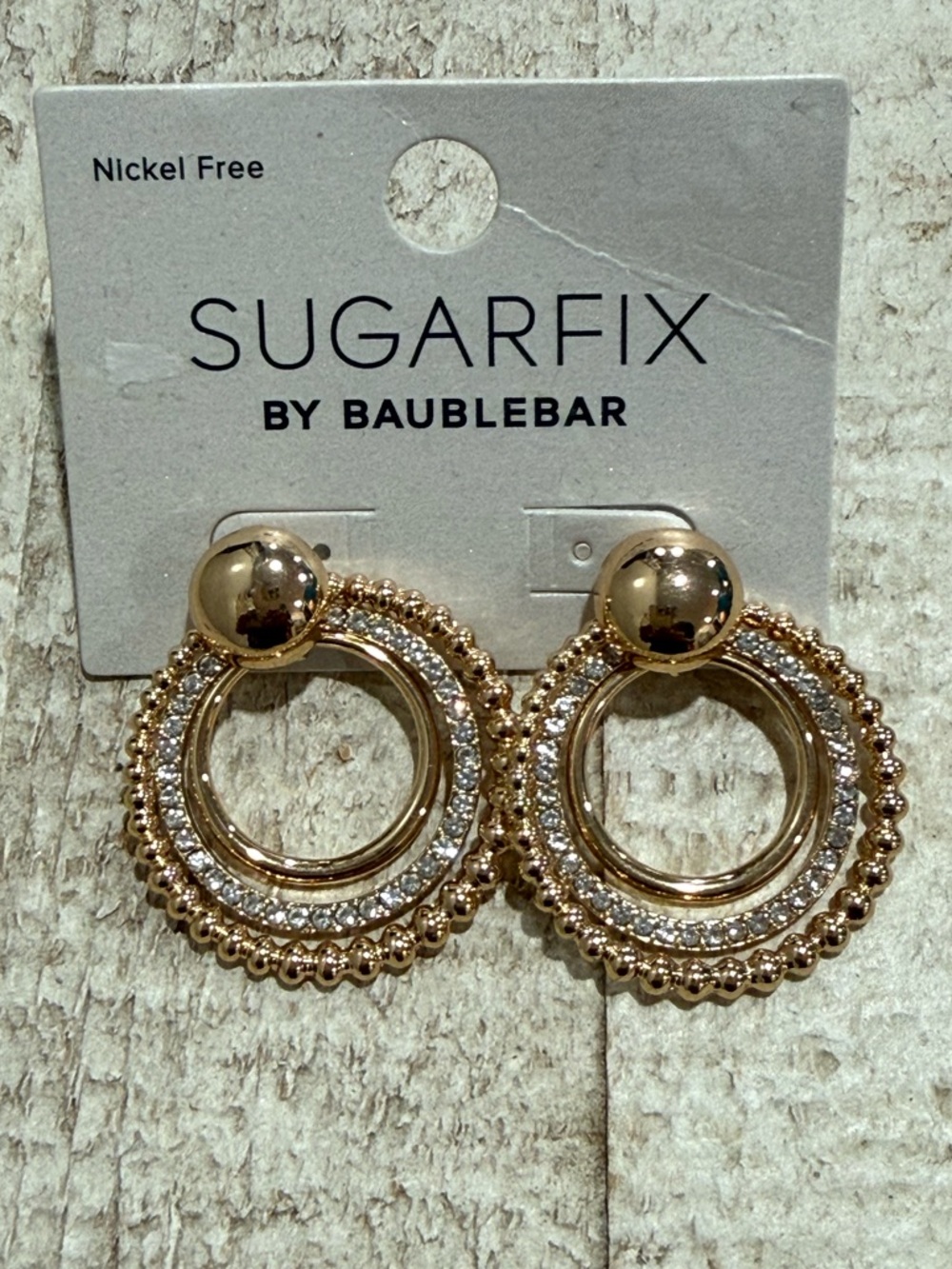 Sugarfix Two Tone Earrings / Gold & Rhinestone Earrings